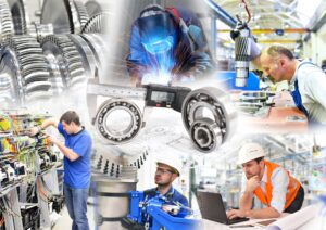 Collage von Industriearbeitern und Messtechnik im Einsatz | Drucksensoren
