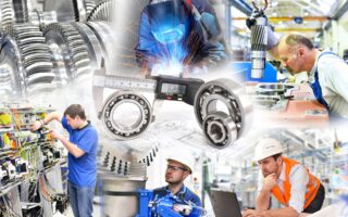 Collage von Industriearbeitern und Messtechnik im Einsatz | Drucksensoren